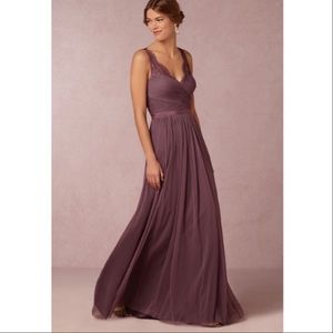Hitherto Anthropology purple tulle lace gown